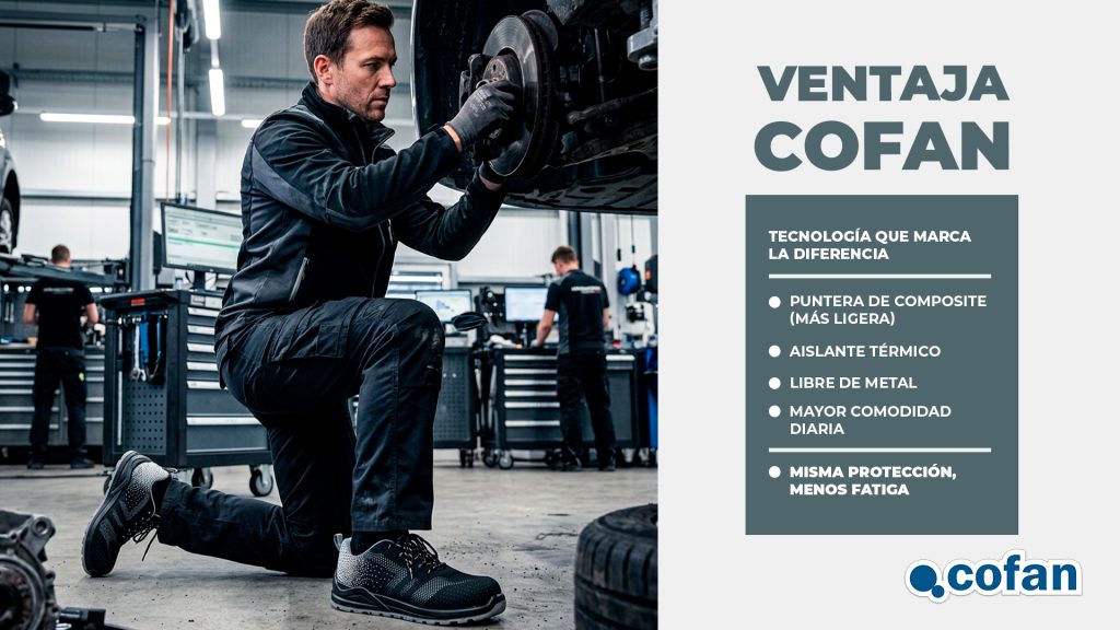 calzado de seguridad, botas de seguridad, zapatillas de seguridad, normativa EN ISO 20345:2022+A1:2024, calzado S1P, botas S3, calzado antideslizante SR, puntera composite, EPIs, protección laboral, calzado de trabajo, seguridad laboral, botas impermeables WPA, calzado ESD, calzado industrial, normativa calzado seguridad, zapatos de seguridad trabajo, prevención riesgos laborales, calzado profesional, Cofan